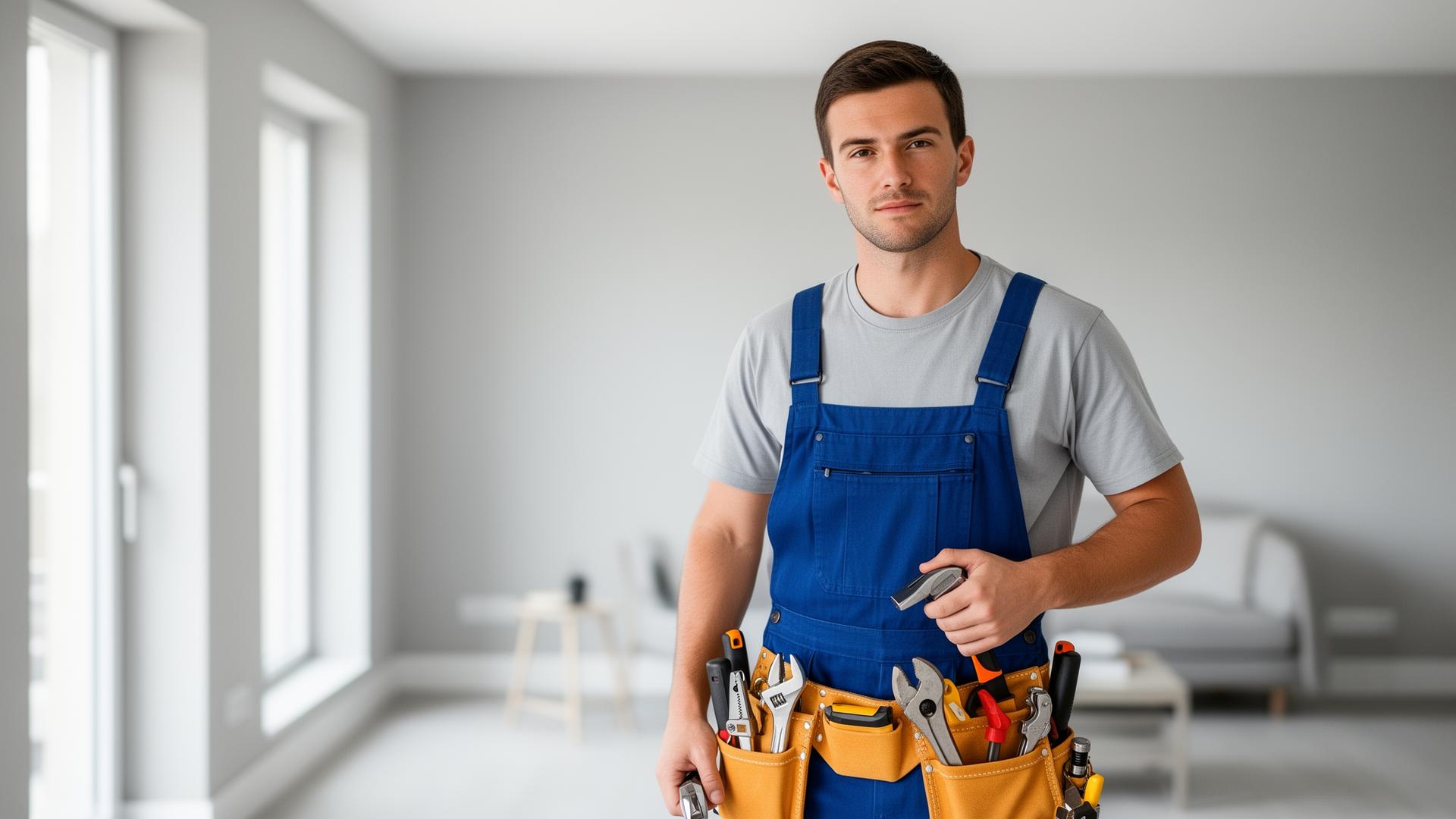 Professional handyman ready for home repairs